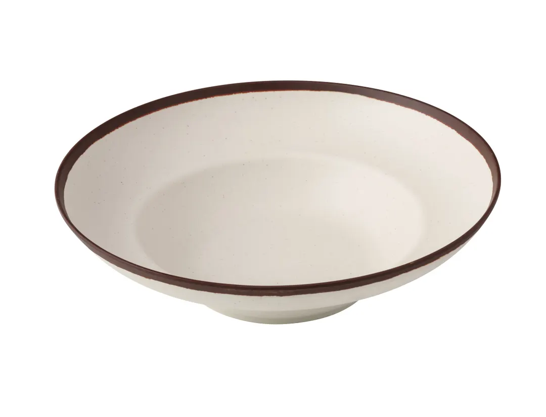Yanco NA-811 Pasta Bowl, 11" Dia x 3¼" H, 20‑23 oz White Melamine with Brown Accent - Dozen