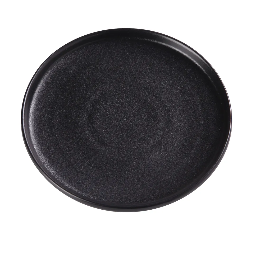 Yanco NB-112 Black 12-1/4" Round Porcelain Plate Rolled Edge Dishwasher/Oven/Microwave Safe - Dozen
