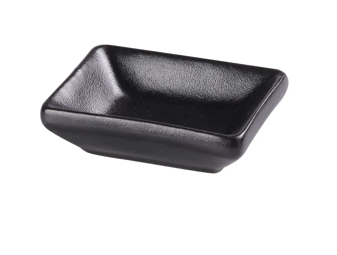 Yanco NB-4030 - Black Porcelain Sauce Dish, 1 oz, 3" L x 2-1/4" W x 1" H, Dishwasher Safe - Dozen