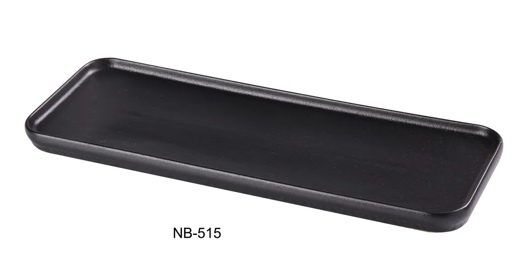 Yanco NB-515 Porcelain Rectangular Plate,15.5" x 5.5" x 0.75", Rolled‑Edge, Dishwasher Safe- 1 Dozen