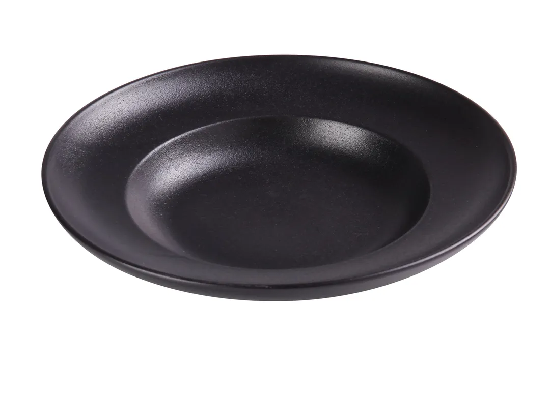 Yanco NB-710 Black 10‑Oz Round Pasta Bowl 10‑7/8" Dia x 2‑1/4" H Porcelain Microwave Safe - Dozen