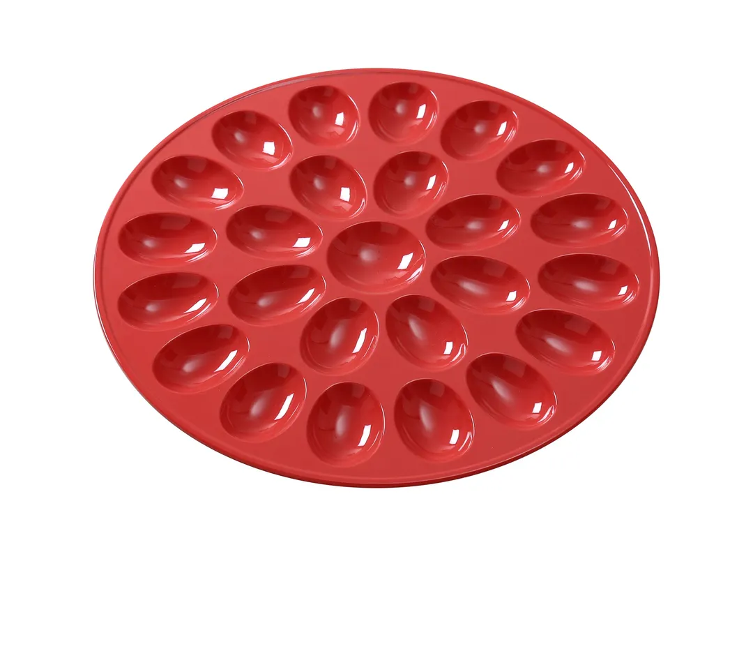 Yanco NC-1014RD Egg Holder, 12½" Dia x 3/5" H, Holds 25 Eggs, Melamine Red Dishwasher Safe - Dozen