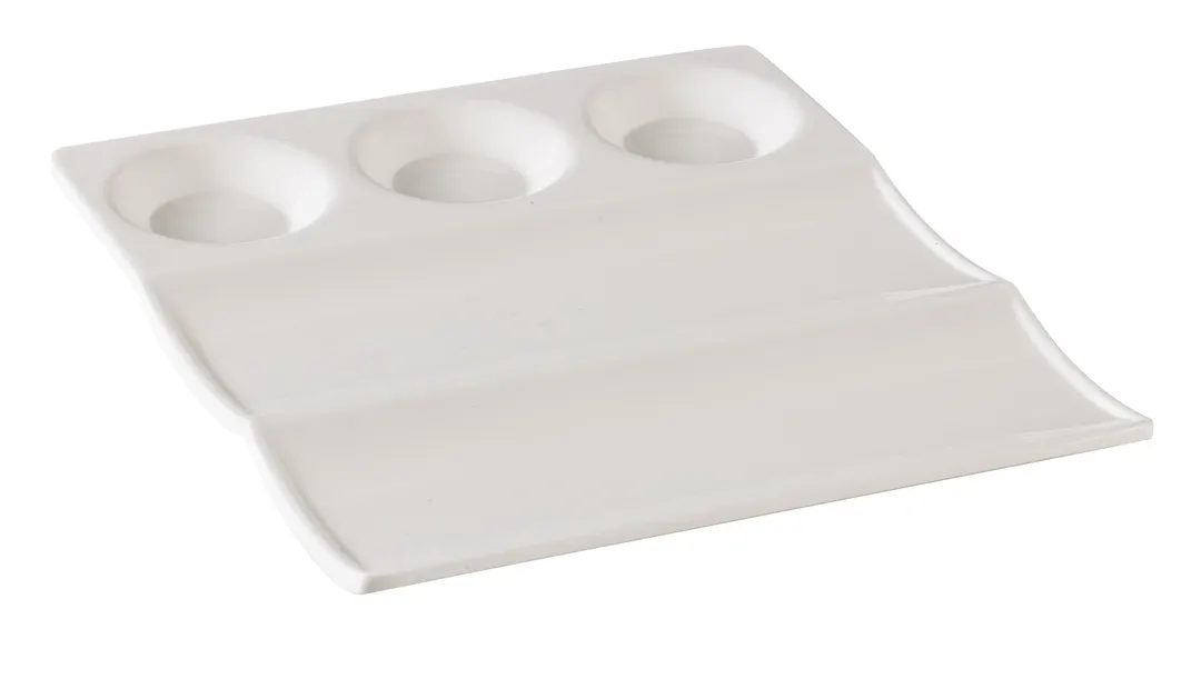 Yanco NC-4600 - 9" x 8" White Melamine 5‑Compartment Plate, Heavy‑Duty, Dishwasher Safe - Dozen