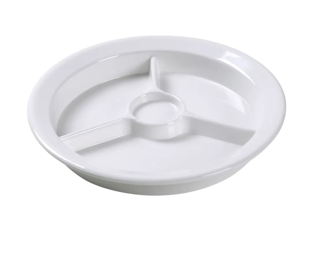 Yanco NC-511I 9" Ivory Melamine Plate, 3‑Compartment Cup Holder, Dishwasher Safe - Dozen