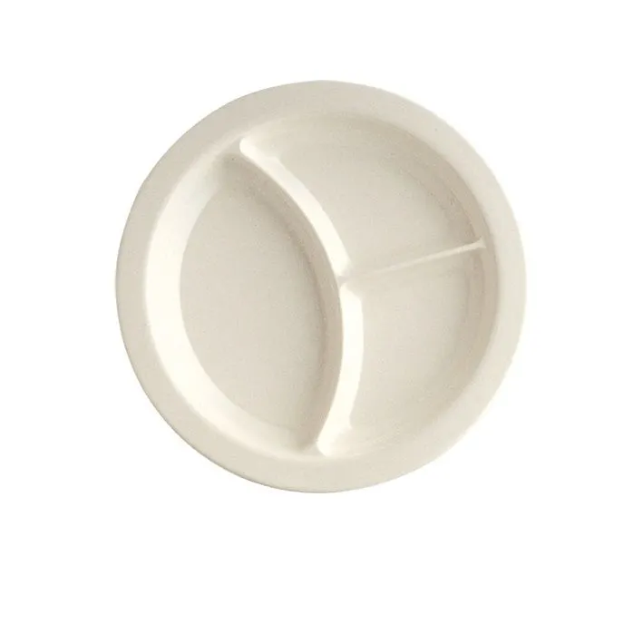 Yanco NC-512I 9" Round 3‑Compartment Melamine Plate, Ivory, Heavy‑Duty, Dishwasher‑Safe - Dozen