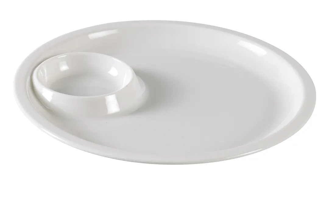 Yanco NC-7521 10" Round Tray, White Melamine, 2 Compartments, Heavy-Duty, Dishwasher Safe - Dozen