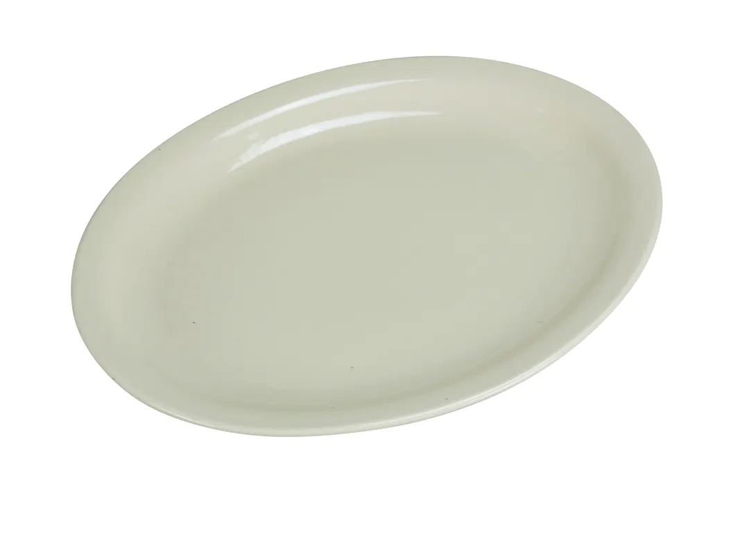Yanco NR-19 Oval Ceramic Platter, 12-1/2" L x 10-1/4" W, White, Narrow Rim, Dishwasher Safe - Dozen