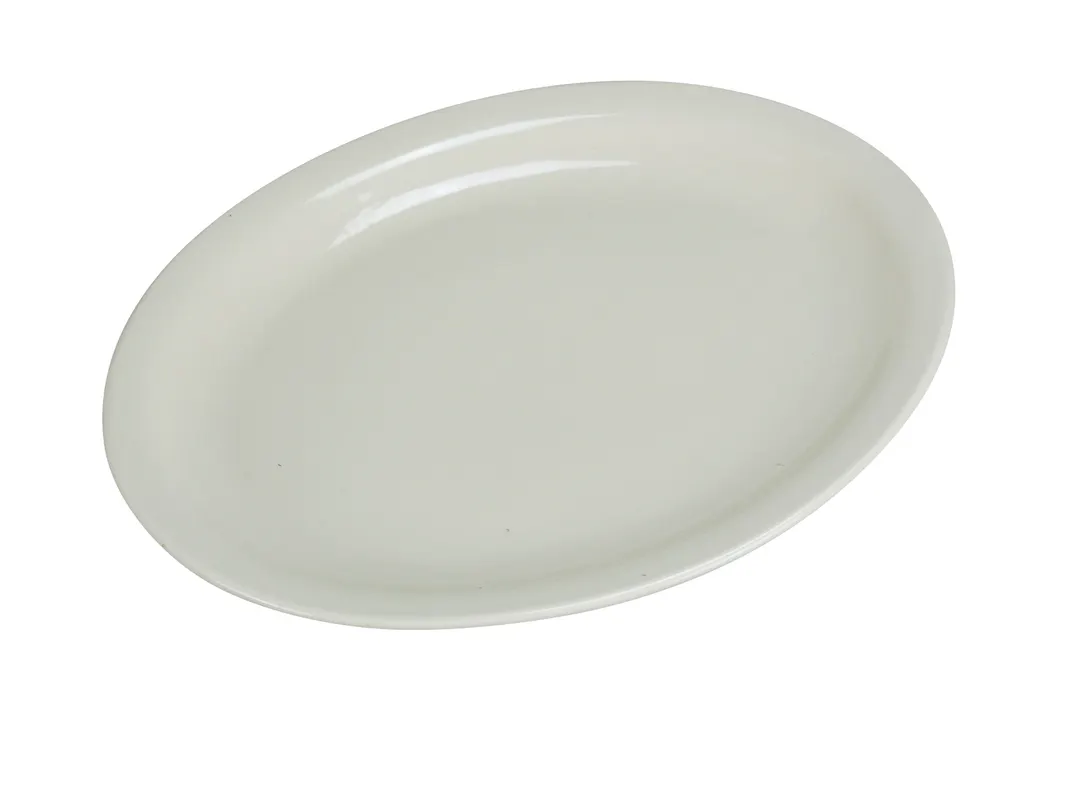 Yanco NR-41 Oval Platter, 8-5/8" L x 6-1/4" W, Narrow Rim, White Ceramic, Dishwasher Safe - Dozen