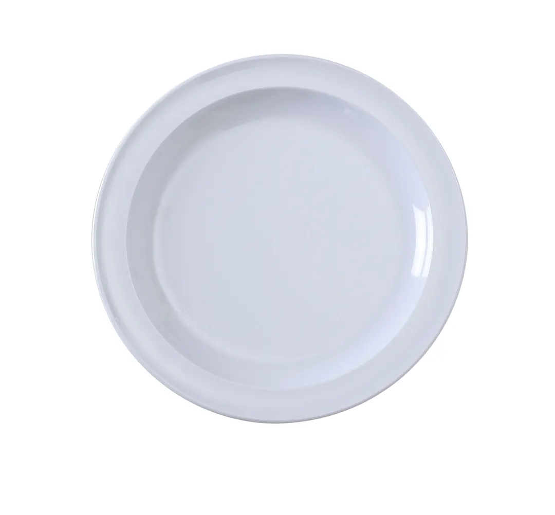 Yanco NS-105W - 5-1/2" Round Melamine Plate, White, Heavyweight, Dishwasher Safe - Dozen