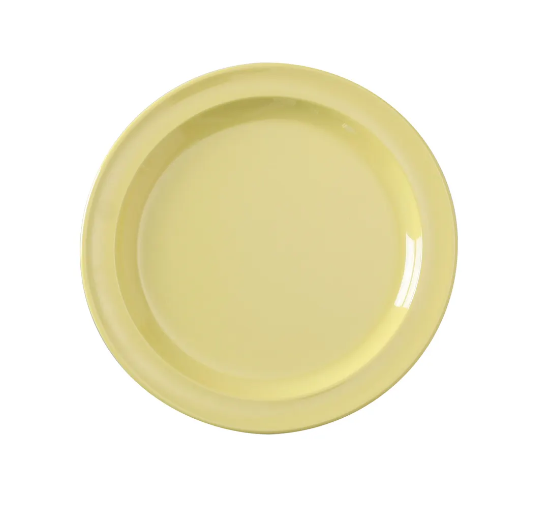 Yanco NS-107Y Reusable Melamine Dessert Plate, 7.25" Round Yellow, Dishwasher Safe, NSF - Dozen