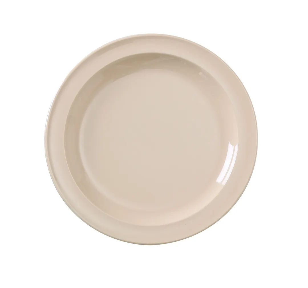 Yanco NS-109T - 9" Tan Melamine Round Plate, 8"‑9" Diameter, Plastic Dinnerware - Dozen