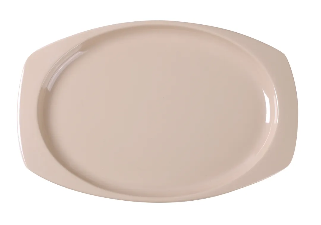 Yanco NS-215T - 15" x 10½" Tan Oblong Melamine Platter, Dishwasher Safe, NSF - Dozen