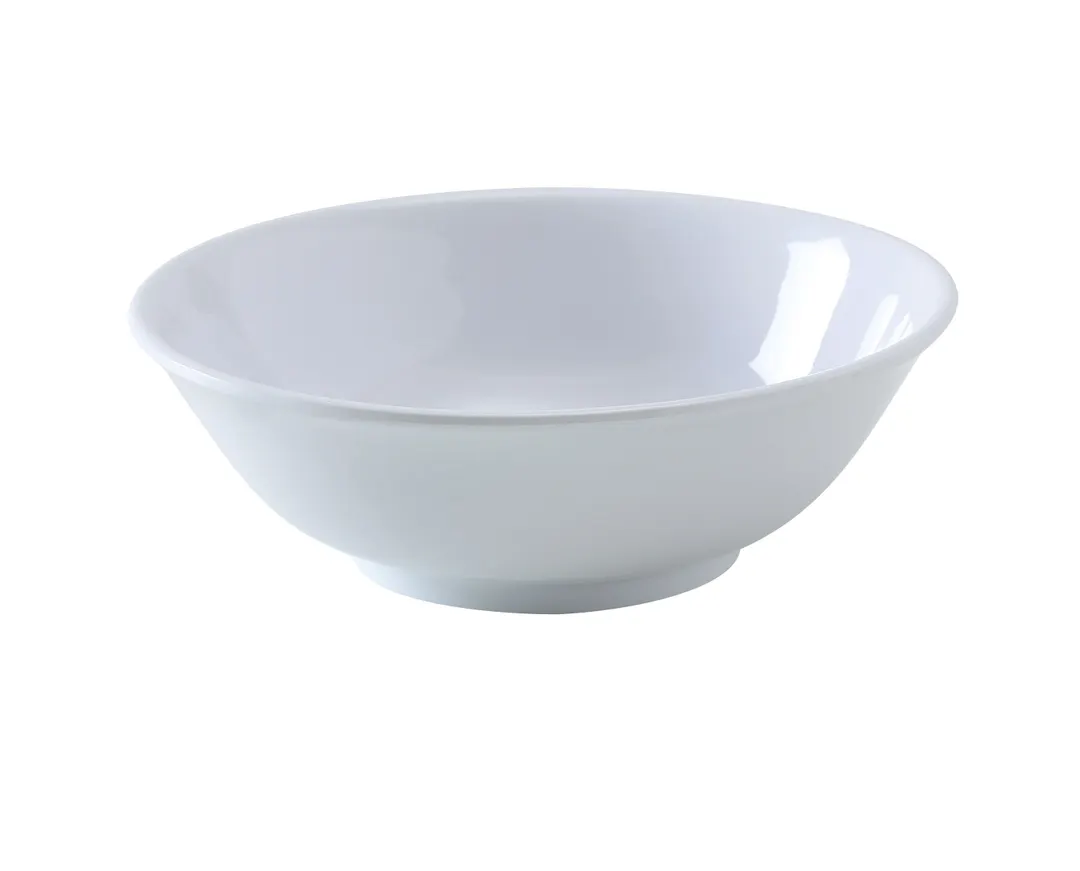 Yanco NS-5070W 36 Oz Round White Melamine Bowl, 8" Diameter x 2-3/4" Height - Dozen