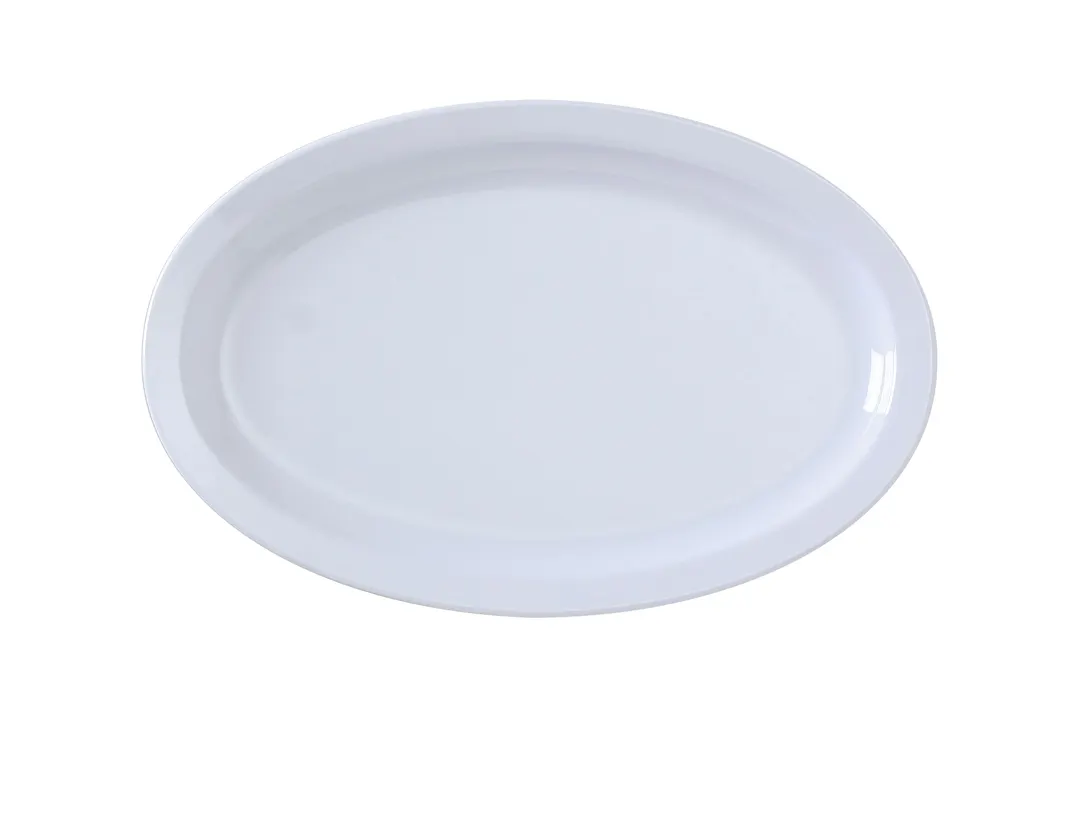 Yanco NS-510W Nessico Oval Platter, 9-3/4" L x 6-3/4" W, White Melamine, Dishwasher Safe - Dozen