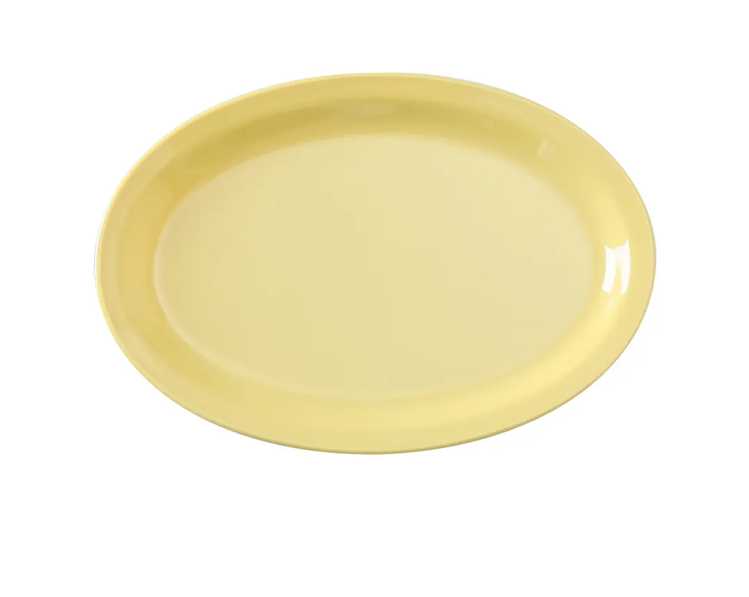 Yanco NS-515Y - 13-1/4" x 9-1/2" Oval Melamine Platter, Yellow, Dishwasher Safe, NSF - Dozen