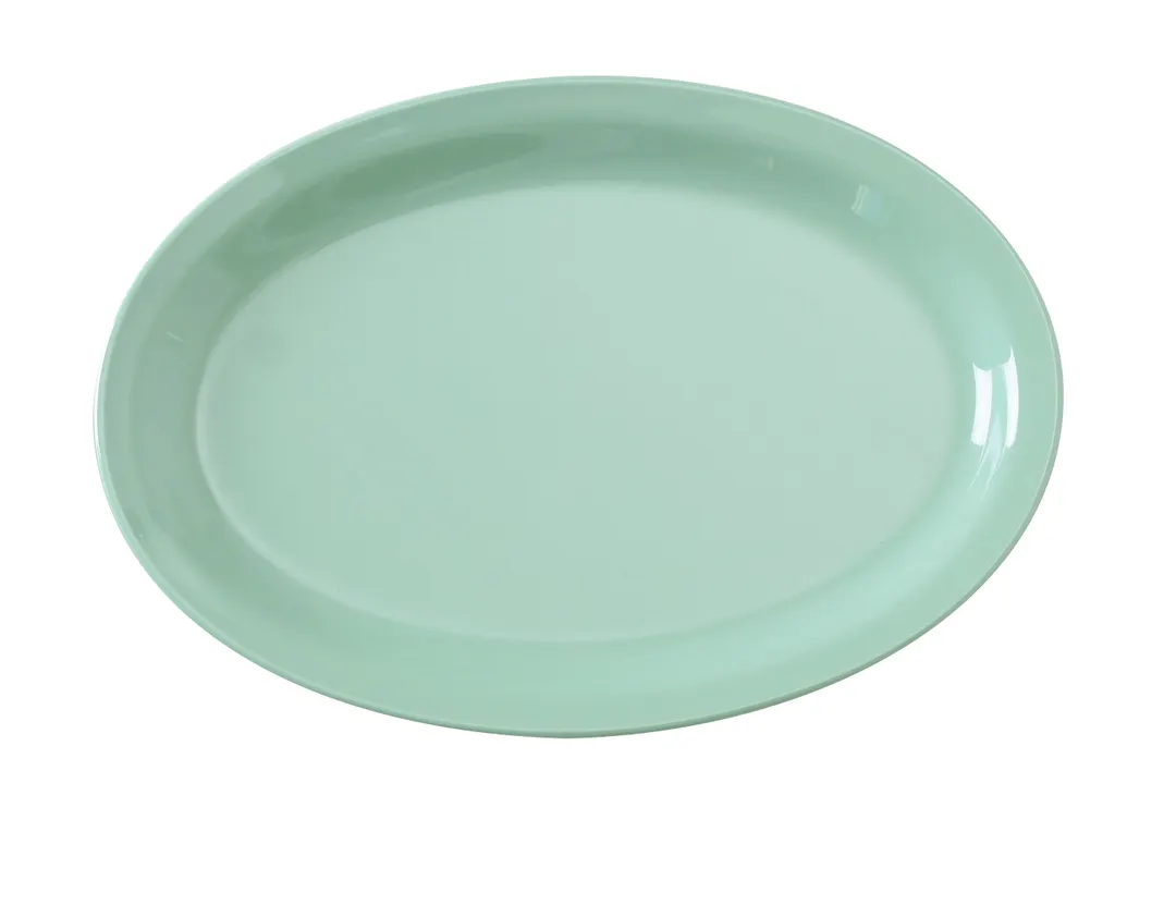 Yanco NS-516G - 15-1/2" L x 10-3/4" W Oval Melamine Platter, Green, Dishwasher Safe - Dozen