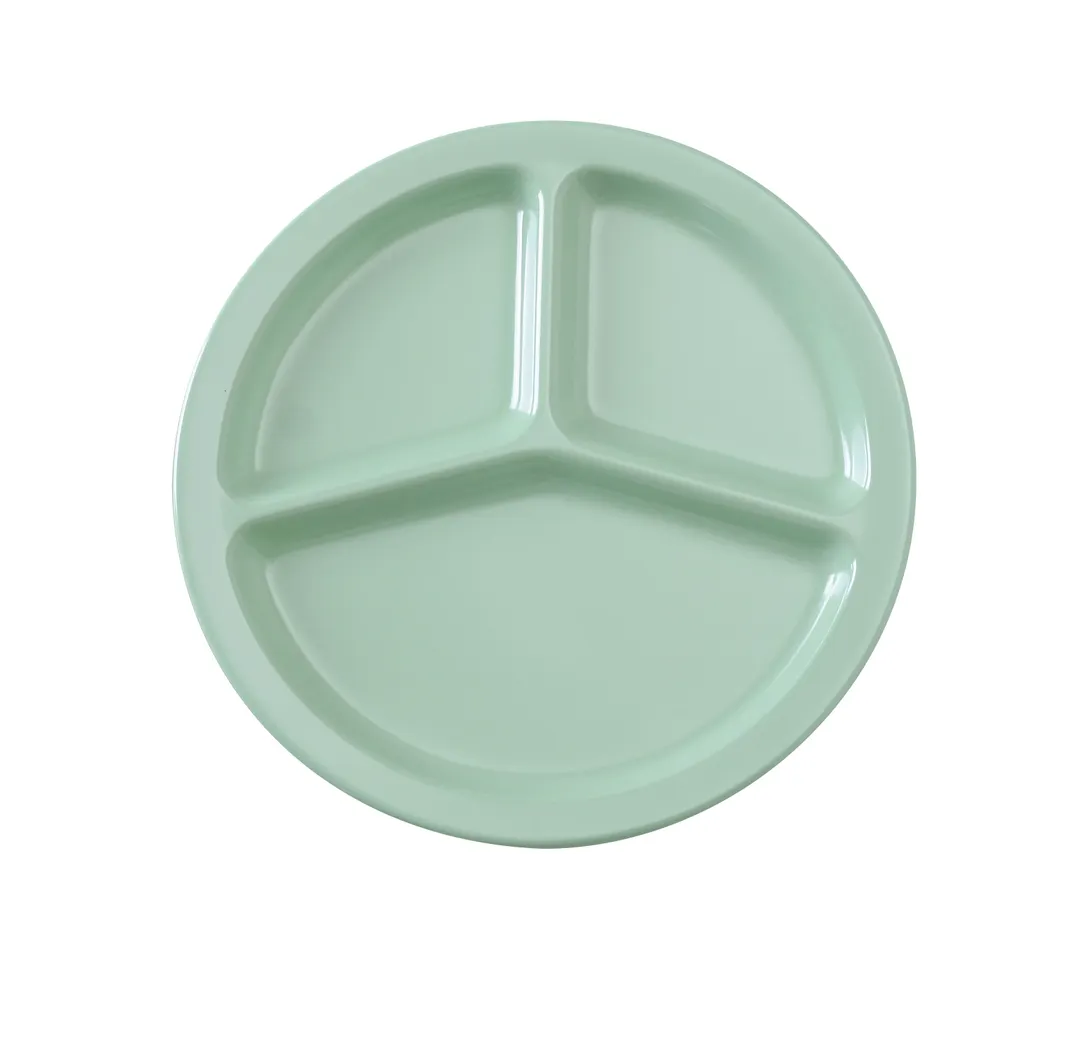 Yanco NS-702G 10" Green Melamine 3‑Compartment Plate, Dishwasher Safe, NSF‑Certified - Dozen
