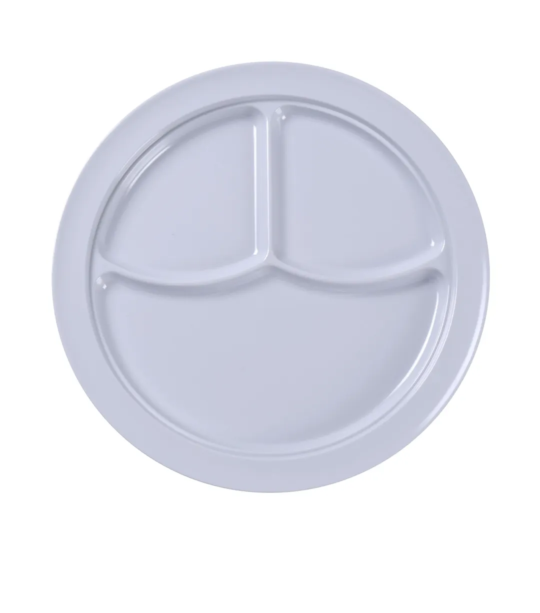 Yanco NS-703W - 10" Round Melamine 3‑Compartment Plate, White, Dishwasher Safe - Dozen