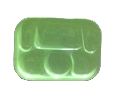 Yanco NS-803G 13" x 9-1/2" Green Melamine 6-Compartment Platter, Dishwasher Safe, NSF - Dozen