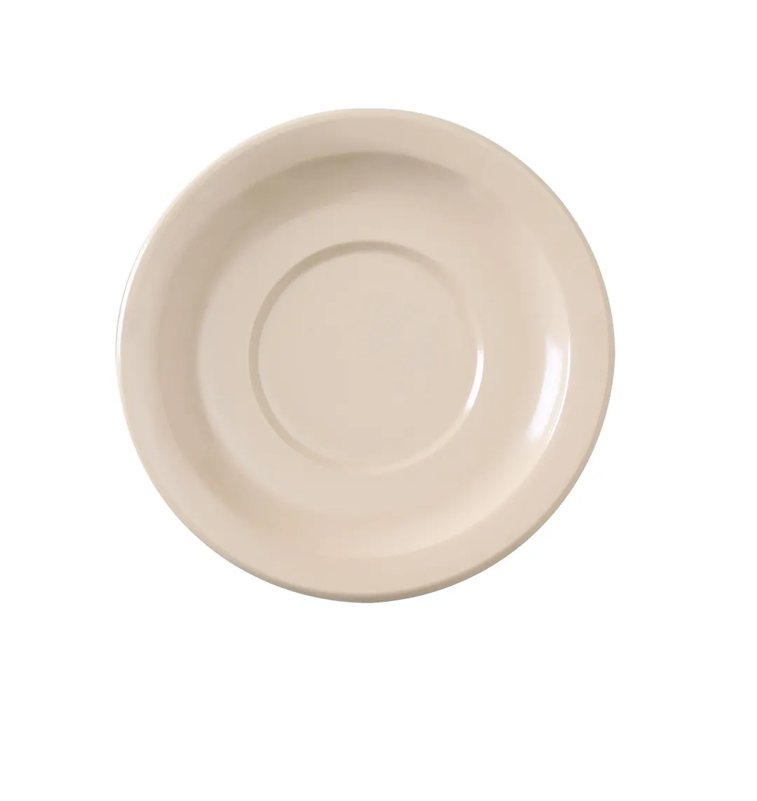 Yanco NS-9012T - 5-1/2" Tan Melamine Heavy‑Weight Plastic Saucer, Dishwasher Safe, NSF - Dozen