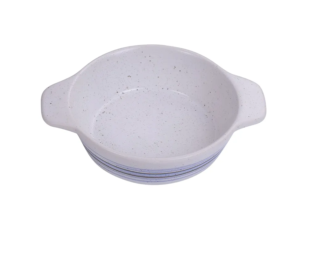 Yanco OC-506 Ocean Bake Dish, 7 Oz Porcelain, White/Blue, 6.5" x 5" x 1.75" H, Oven Safe - Dozen