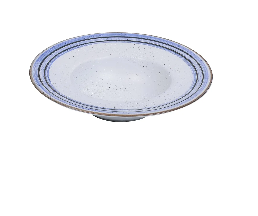 Yanco OC-709 Dessert Bowl, 9" Diameter, 9 oz, White Porcelain with Blue Design - Dozen