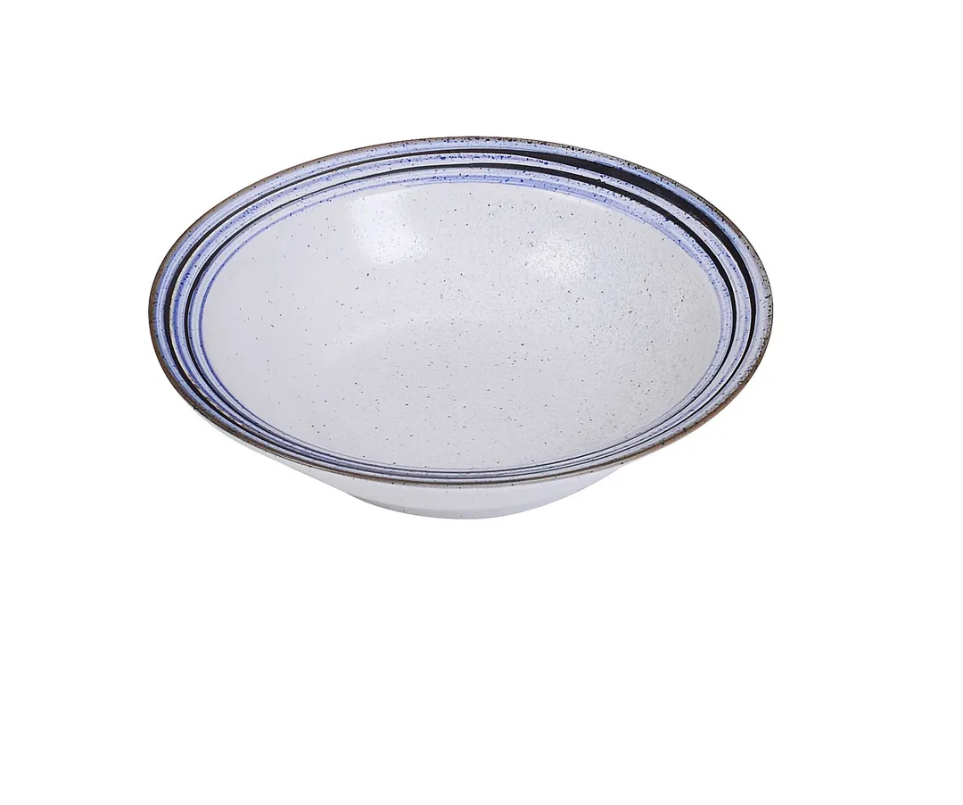 Yanco OC-7209 9" Porcelain Bowl, White With Blue Glazed Design, 24 Oz, General - Dozen
