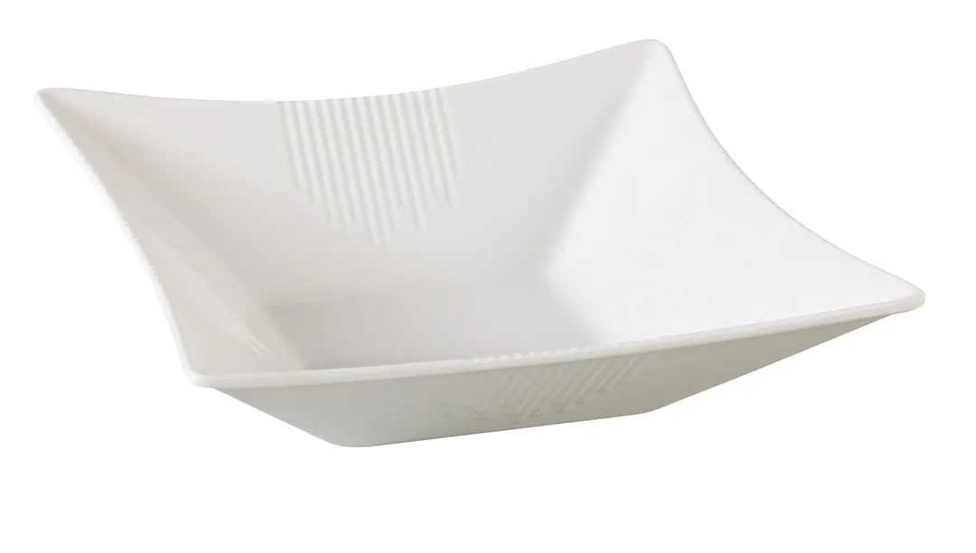 Yanco OK-2541 Seafood Bowl, 2 Qt (64 Oz) White Melamine, 11"L x 11"W x 3"H Dishwasher Safe - Set