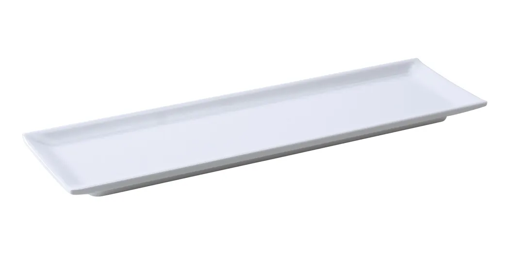 Yanco OK-7015 Osaka Sushi Plate, 14-1/2" L x 4-1/4" W White Melamine, Dishwasher Safe - Dozen