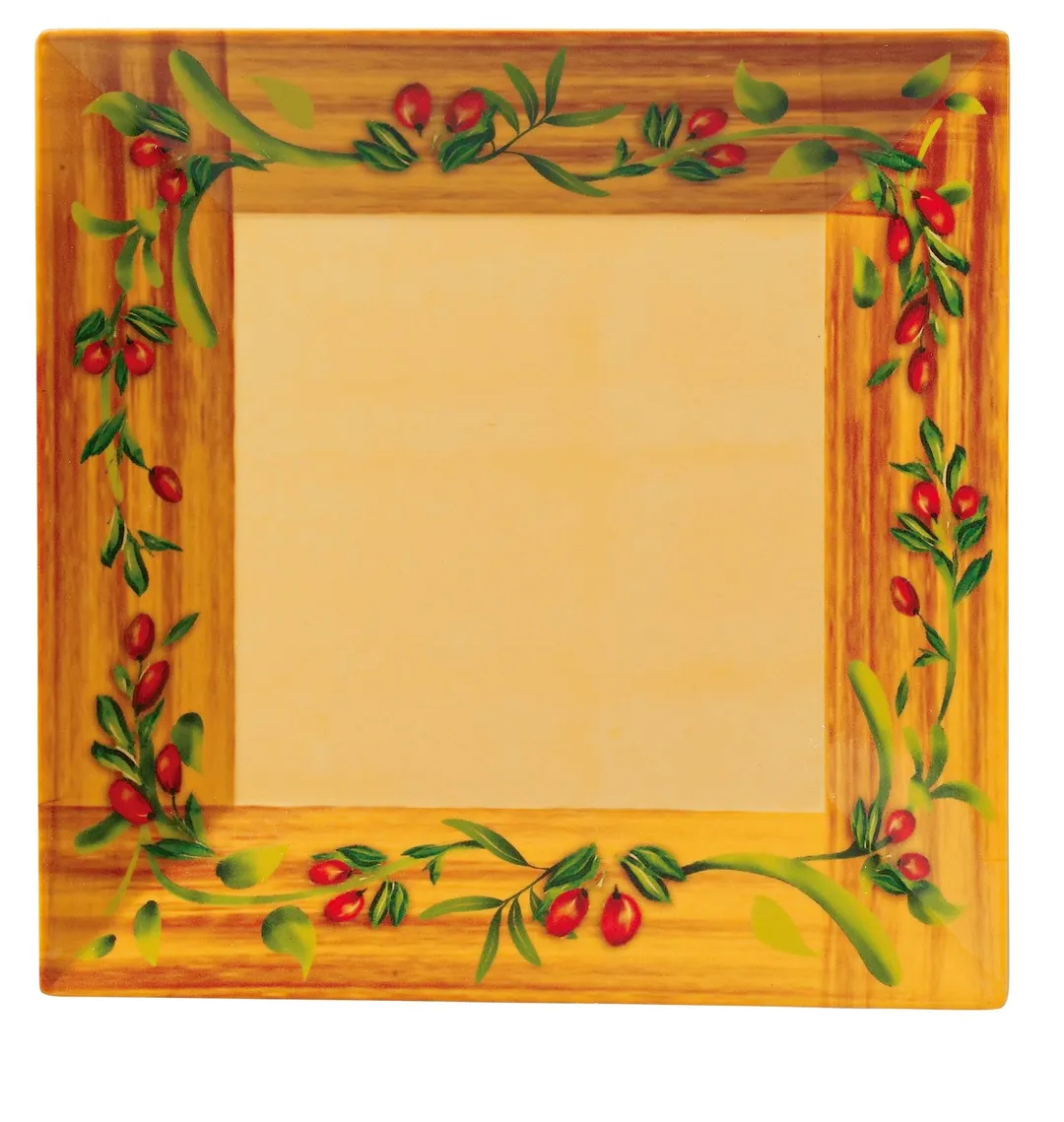Yanco OL-106 Olive Square Melamine Plate, 6" x 6", Dishwasher Safe, Reusable Design - Dozen