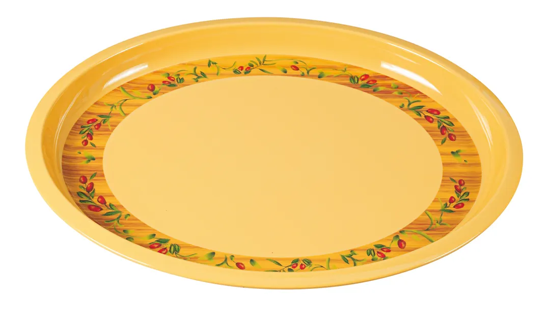 Yanco OL-3022 Olive Melamine Oval Platter, 22" L x 18" W x 1-1/4" H, Design Pattern, Dishwasher Safe