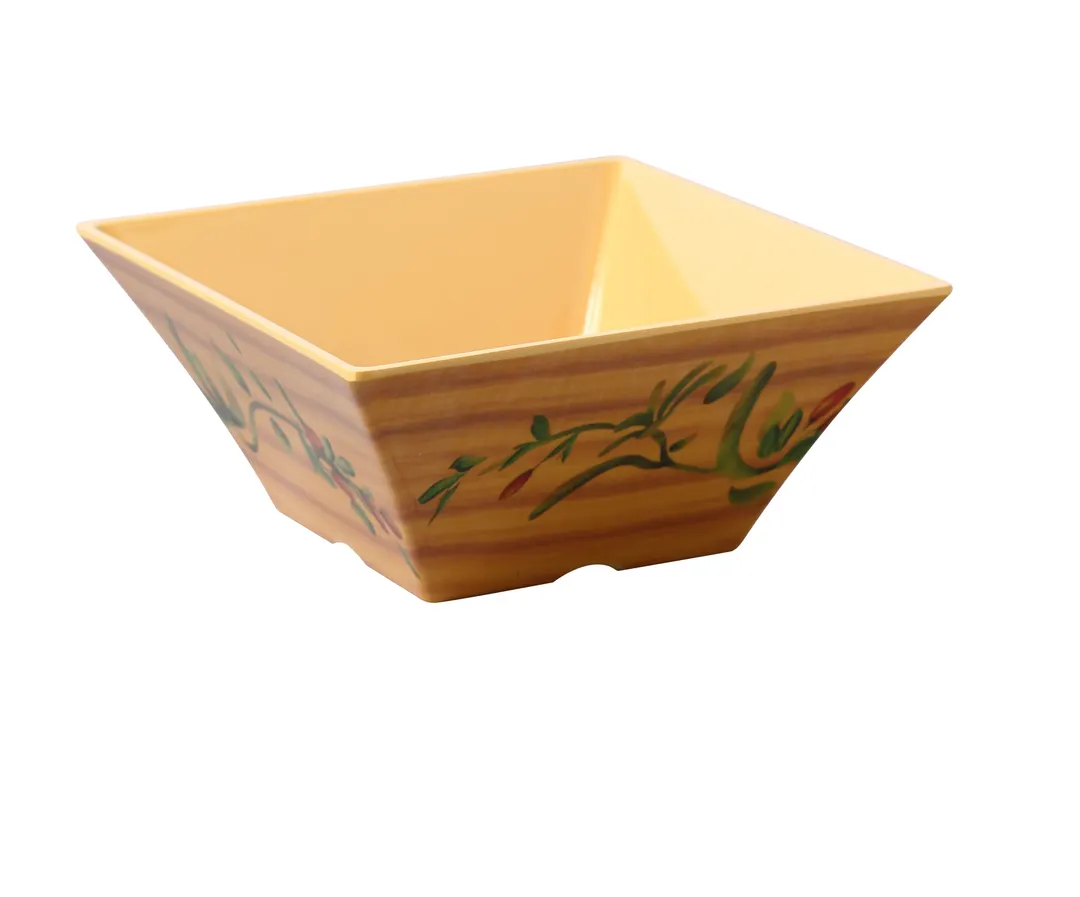 Yanco OL-4107 Olive Square Melamine Bowl,2 Qt (64 oz) 7½" L × 7½" W × 3½" H, Dishwasher Safe - Dozen