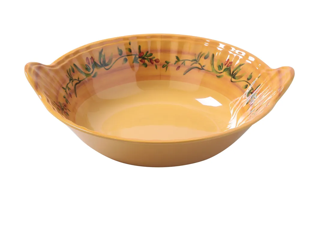 Yanco OL-513 Olive Bowl, 3 Qt (96‑127 oz), 13½" Dia x 3¼" H, Handle, Melamine, Dishwasher‑Safe