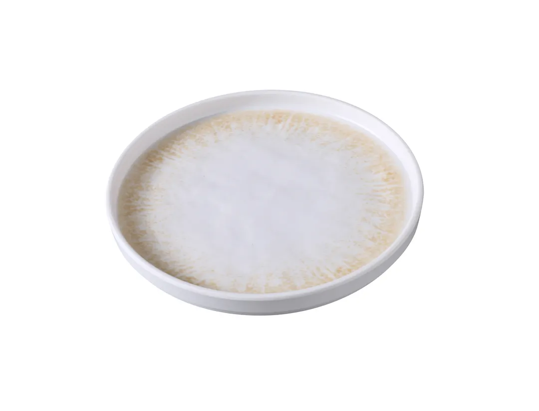 Yanco OP-106 - 6 1/2" x 3/4" Round Melamine Plate, Two‑Tone White/Brown Matte - Dozen