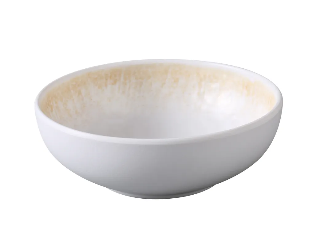 Yanco OP-304 Melamine Rice Bowl, 7 oz (4 5/8" Dia x 1 5/8" H), Two-Tone White/Brown - Dozen