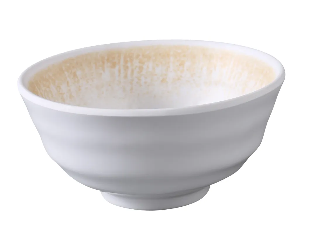Yanco OP-305 - 10 oz Bowl, 4.5" Dia x 2.125" H, Round White/Brown Matte Melamine, - Dozen