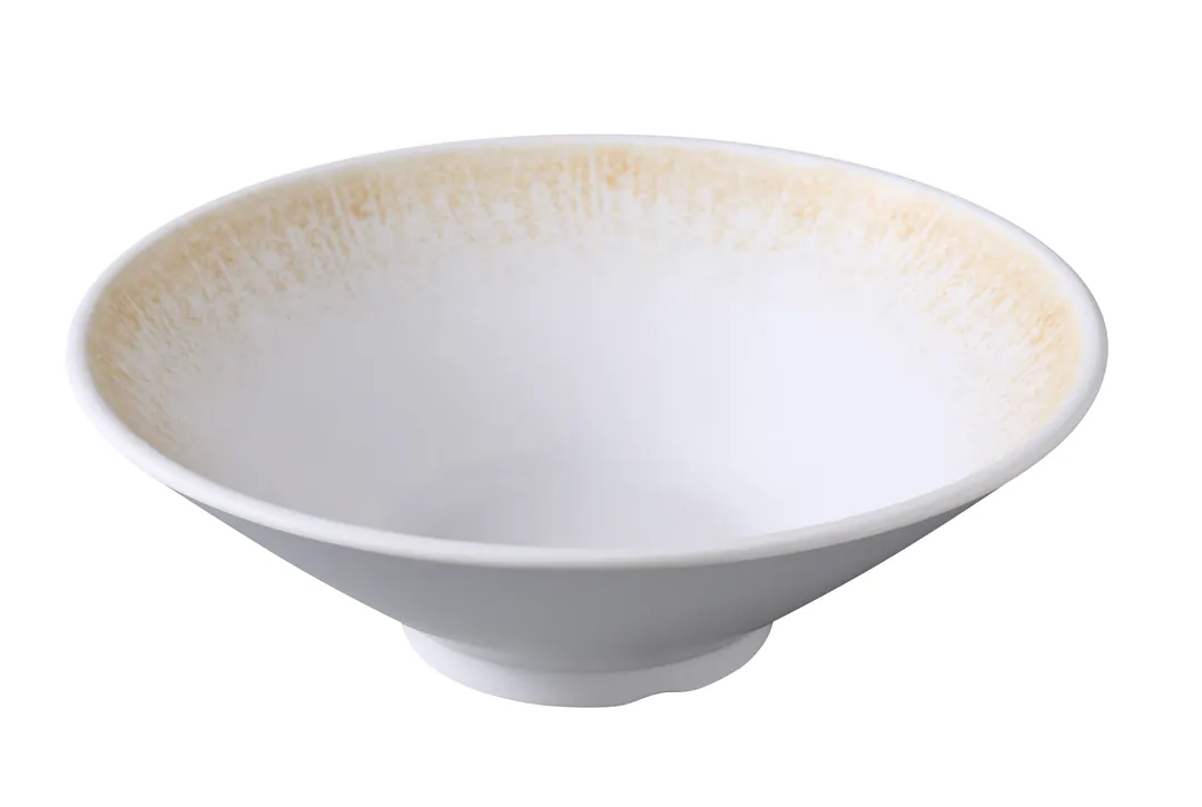 Yanco OP-410 - 50 oz Melamine Bowl, 9¾" Dia x 3¼" H, White/Brown, Dishwasher‑Safe - Dozen