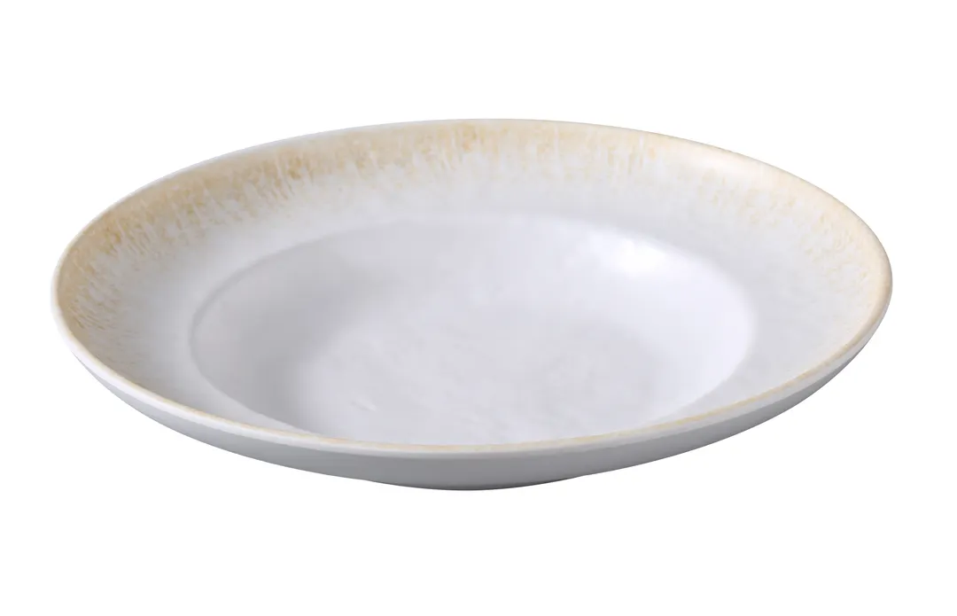 Yanco OP-611 - 22 Oz Round Bowl, 11 ¼" Dia x 3 ⅛" H, Two‑Tone White/Brown Matte Melamine - Dozen