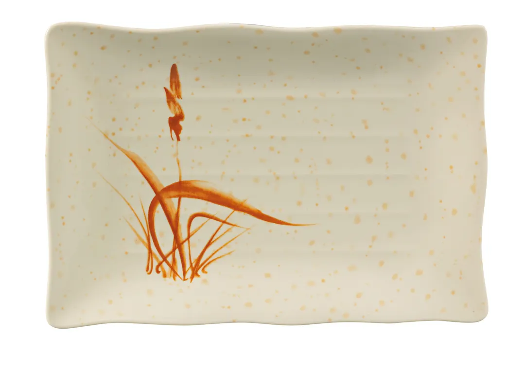 Yanco OR-2412 Orchis Platter, 11" L x 8" W Melamine, Ripple Edge, Dishwasher-Safe - Dozen