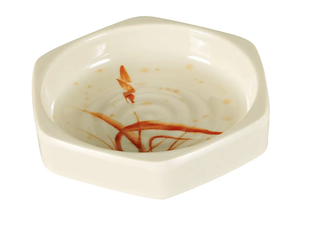 Yanco OR-3001 Hexagon Sauce Dish, 3.5 oz (0.25 Qt) 4-1/8" Dia, Dishwasher-Safe Melamine - Dozen