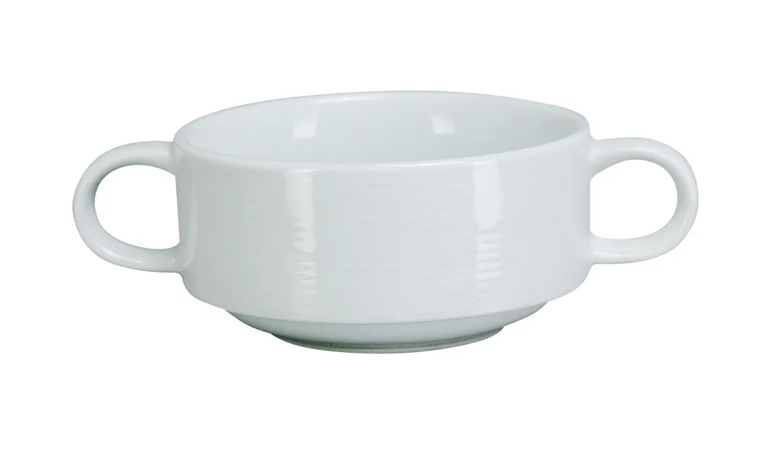 Yanco PA-404 Paris Bouillon Cup, 10 oz (4" Diameter) Porcelain White, Microwave Safe - Dozen