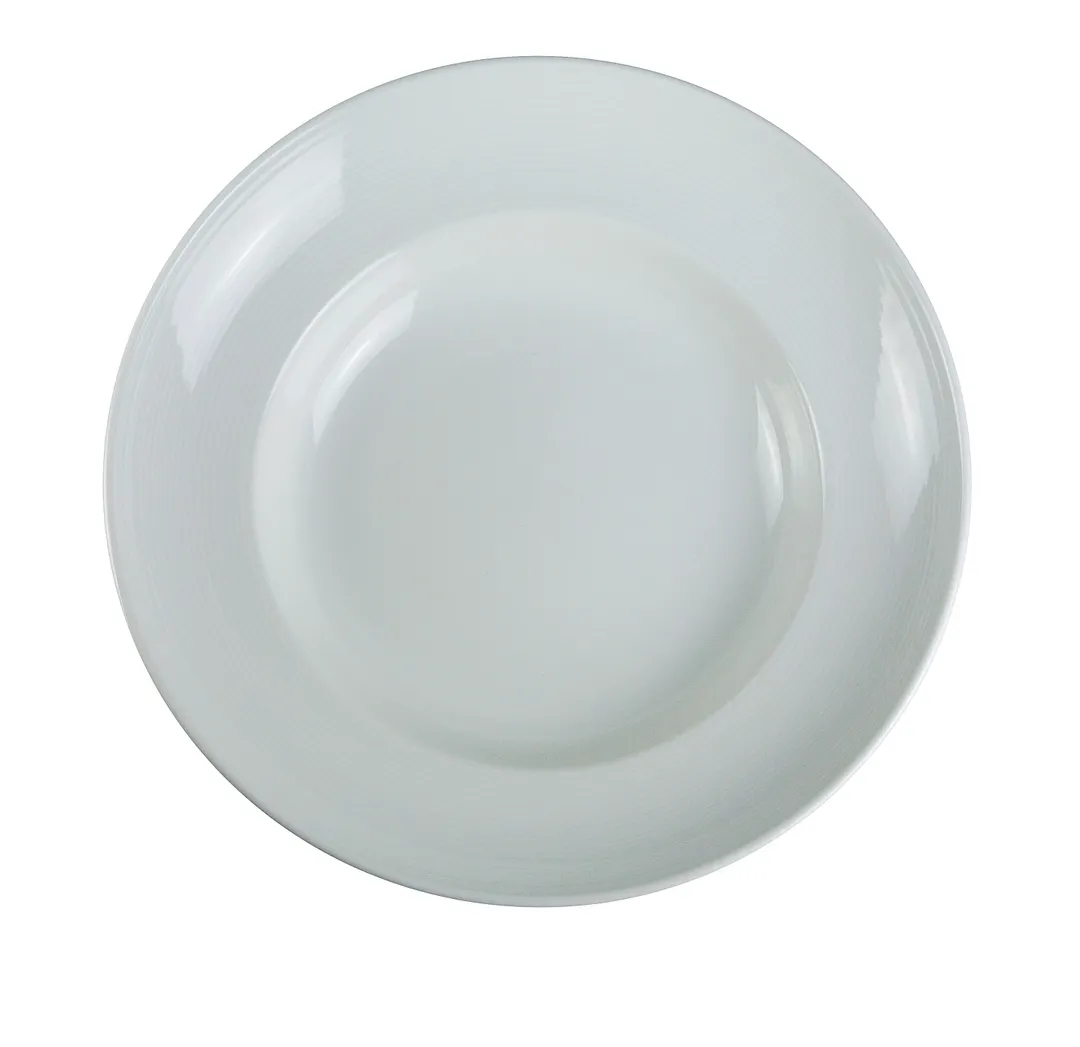 Yanco PA-612 Plate, 12" Round Porcelain, White, Wide Rim, Dishwasher/Oven/Microwave Safe - Dozen