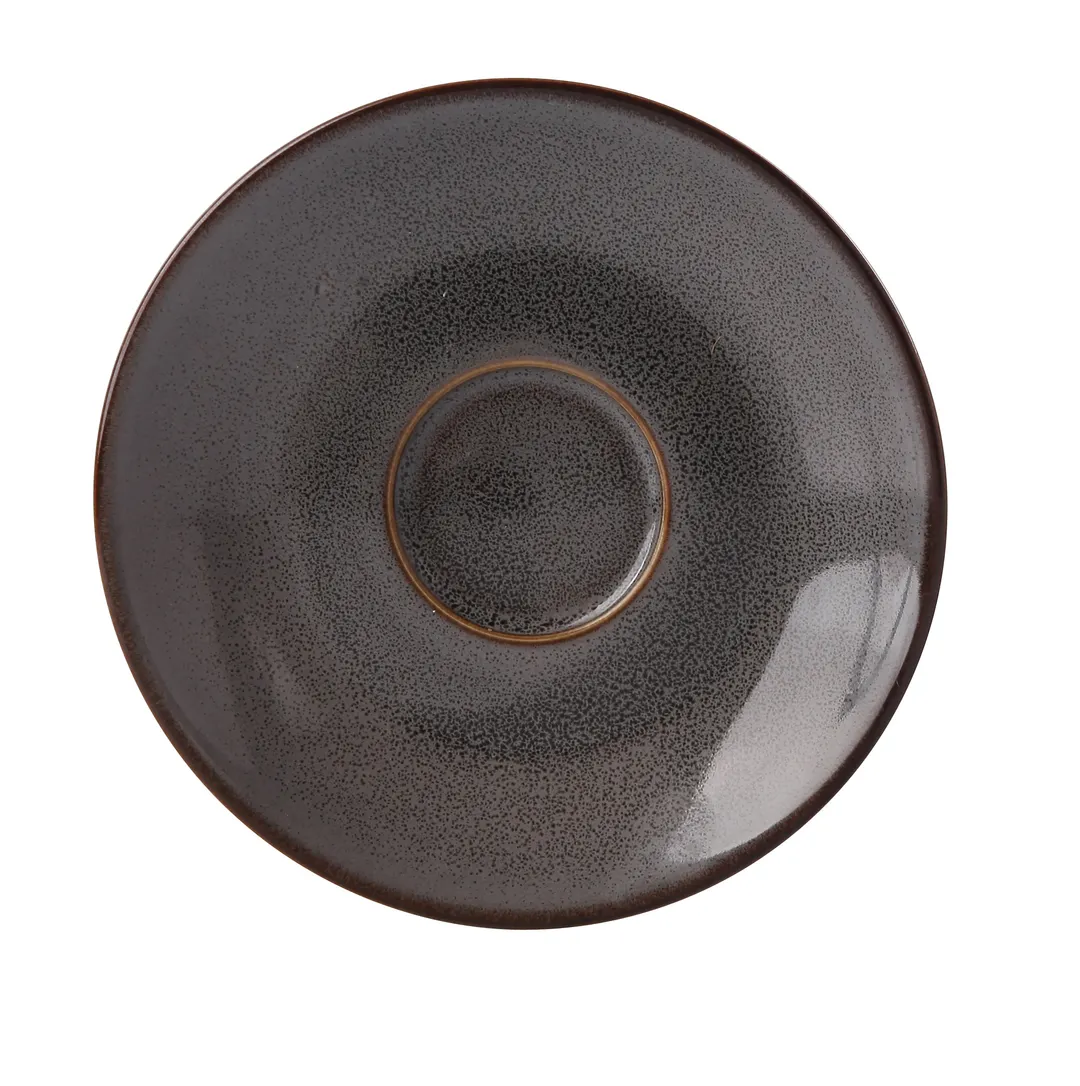 Yanco PK-002 Grey Porcelain Saucer, 5-3/4" Dia x 3/4" H, Dishwasher/Oven/Microwave Safe - Dozen