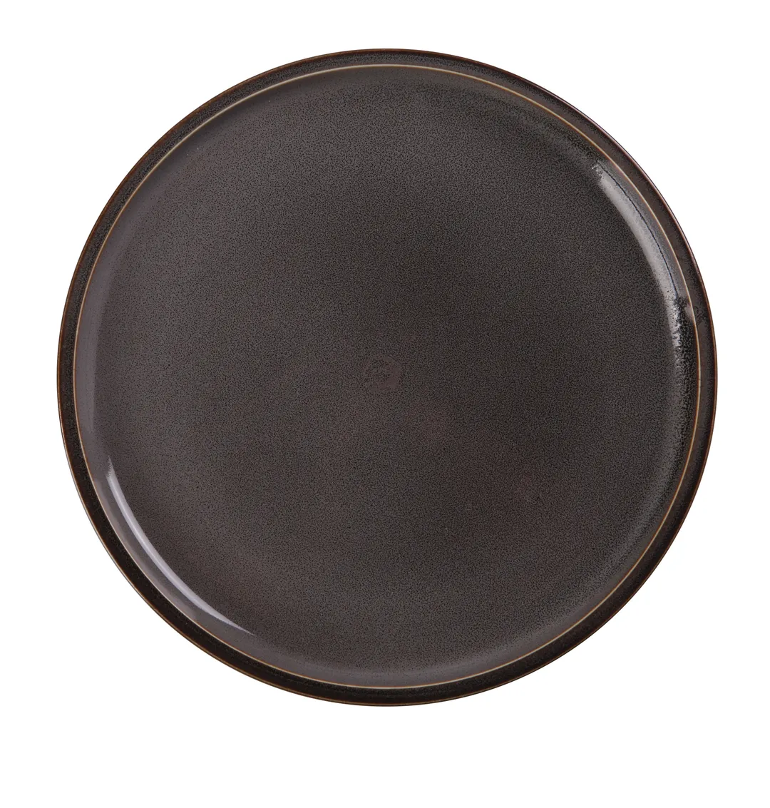 Yanco PK-210 Peacock Plate – 10" Round Grey Porcelain Plate, Rolled Edge, Dishwasher Safe - Dozen