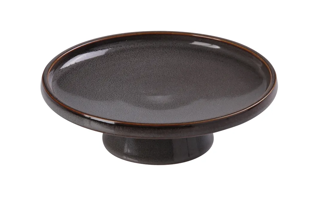 Yanco PK-609 Dessert Plate 9" Dia. x 3" H Porcelain Grey Stand, Dishwasher/Microwave Safe - Dozen