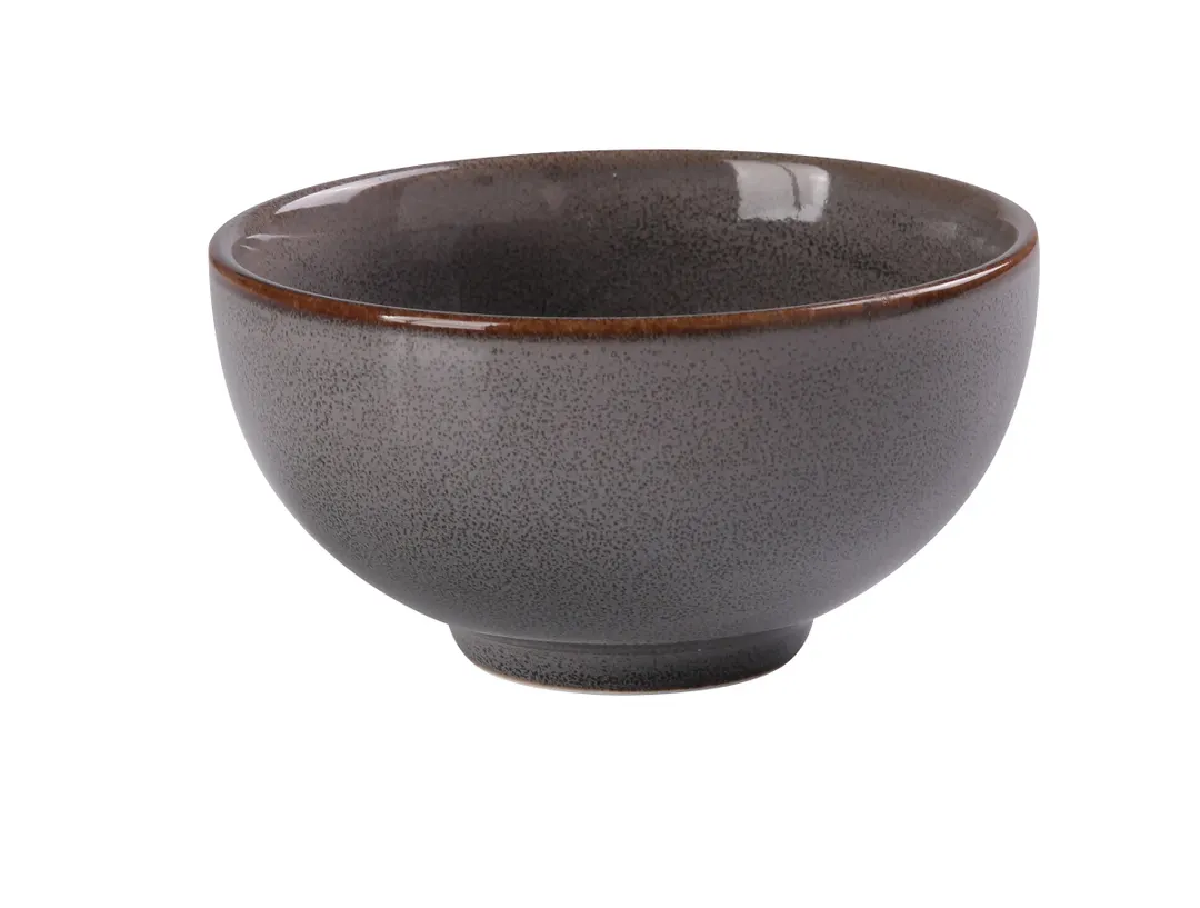 Yanco PK-704 Grey Porcelain Rice Bowl, 4-1/2" Dia x 2-3/8" H, 10 oz, Round, Microwave Safe - Dozen