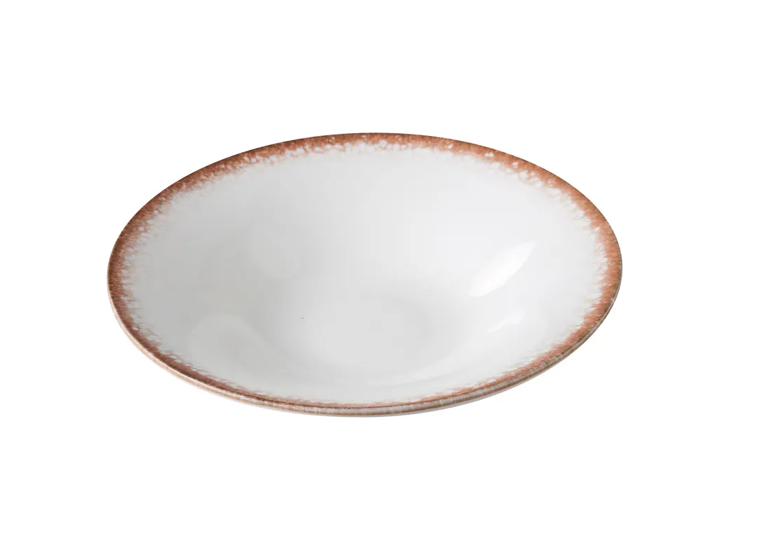 Yanco PR-409 Plate – 9 oz 9 1/8" Dia x 1 5/8" H White Brown China Dishwasher/MW Safe - Dozen