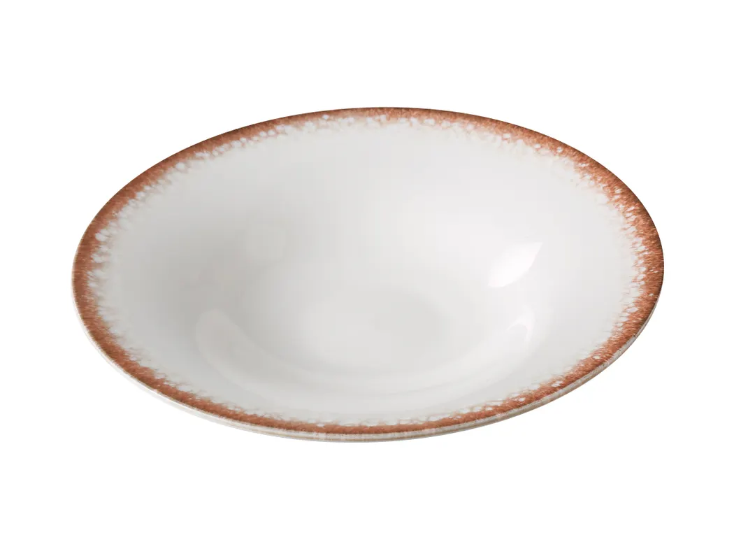 Yanco PR-412 - Salad Plate, 30 oz, 11 3/4" Dia x 2 3/8" H, White Brown China, Safe - Dozen