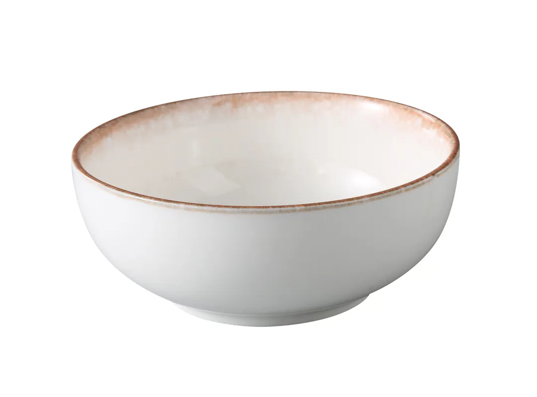 Yanco PR-506 - Cereal Bowl, 22 oz, 6 1/4" Dia x 2 1/2" H, White & Brown China, Dishwasher - Dozen
