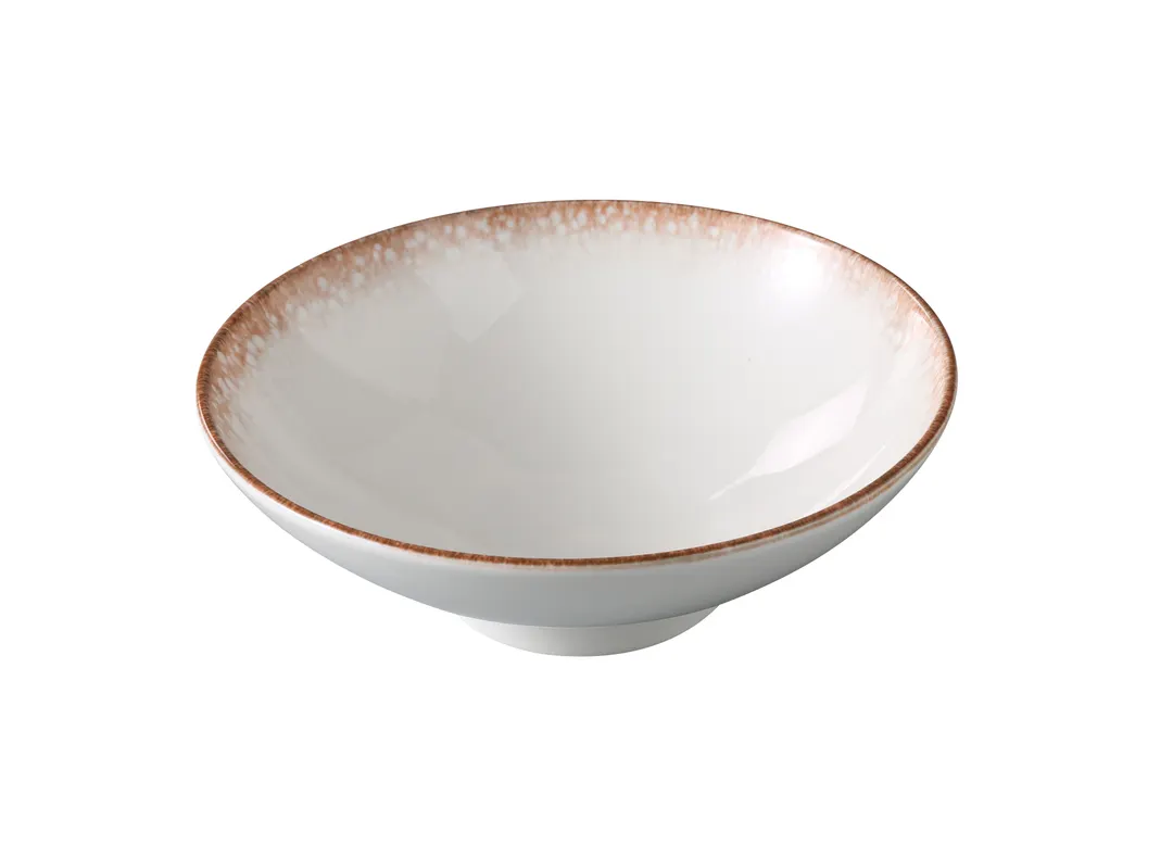 Yanco PR-508 Porto Bowl – 38 oz (8 3/4" Dia × 3" H) White/Brown China, Dishwasher Safe - Dozen